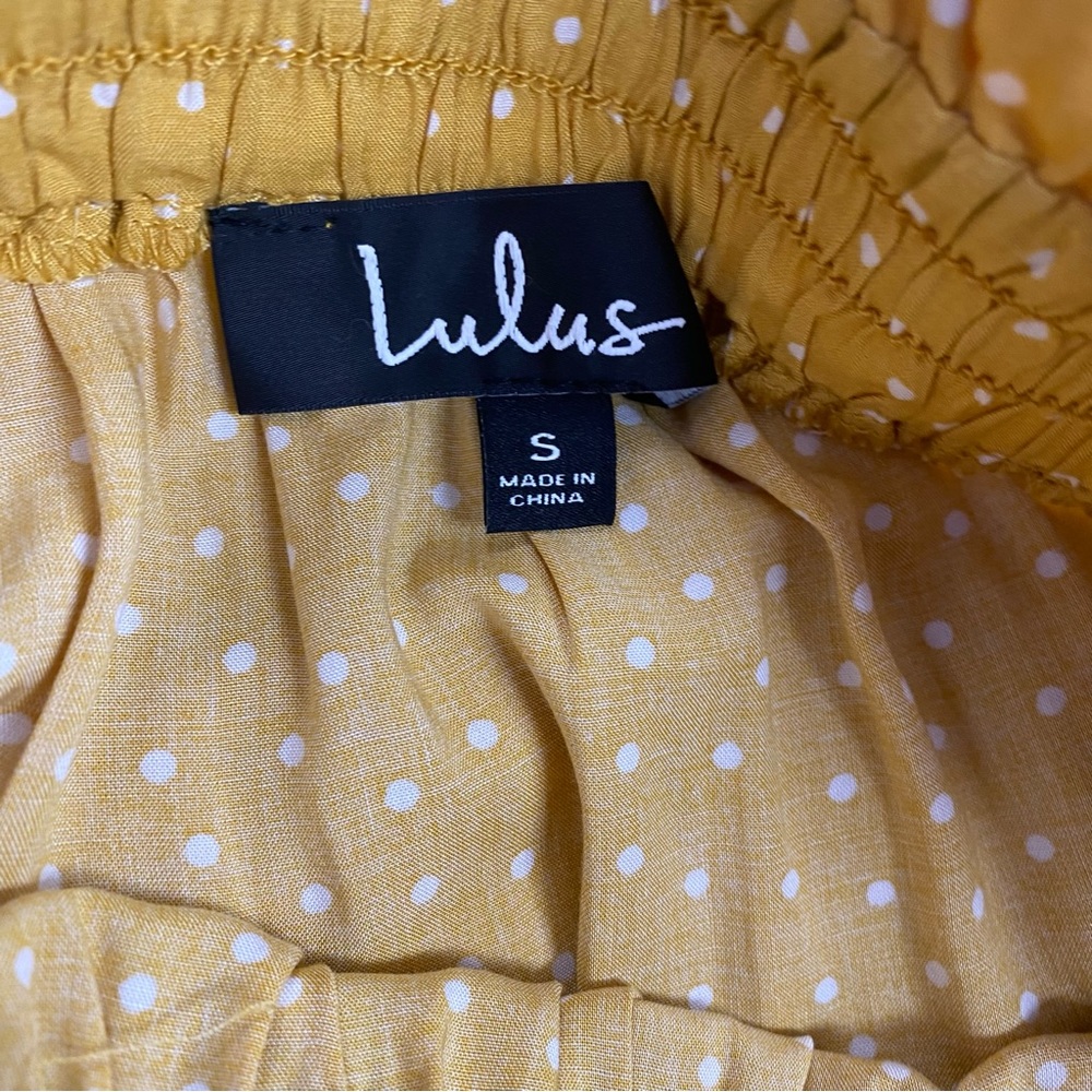 Lulus Call You Mine Mini Skirt Yellow Polka Dot small - Picture 8 of 10